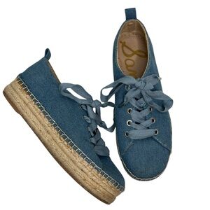 Sam Edelman Blue Denim Lace-Up Espadrille Sneakers Size 6.5